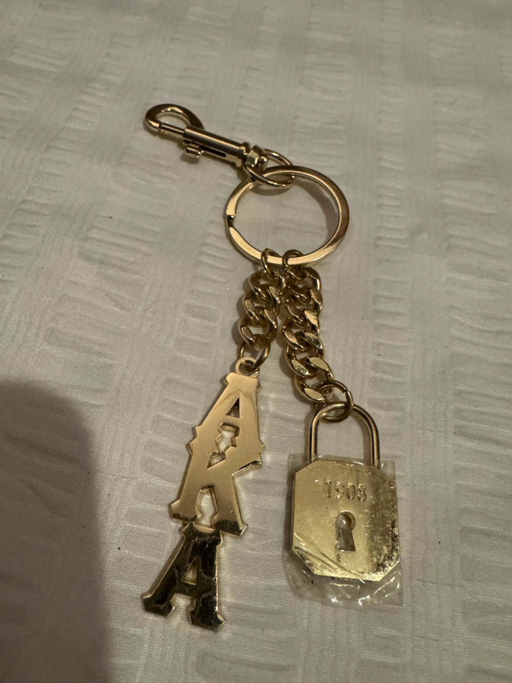Alpha Kappa Alpha AKA Gold Lock & Greek Letter Bag Charm Keychain 1908 NWOT